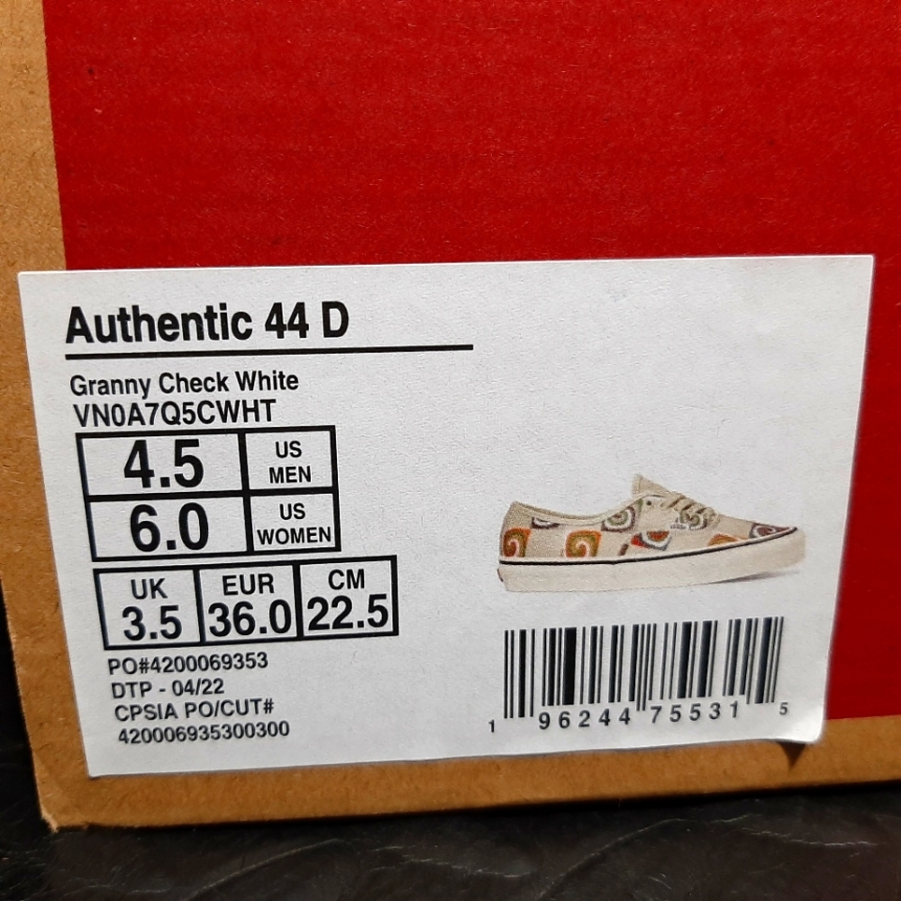 Vans Granny Check Authentic 44 DX Skate Shoes Sneakers White VN0A7Q5CWHT - Picture 10 of 11